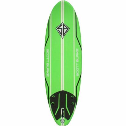 This lightweight foam surfboard has an attached traction pad for better grip and a fish shaped tail for carving out waves.