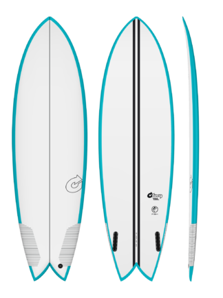 Twin Fish. The twin fin set up is loose enough for tight turns or for drawing long arcs on clean waves. It’s width and volume makes it a great choice.