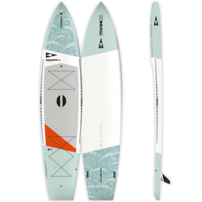 The Okeanos is a fitness and touring board that has been outfitted with numerous tie-downs to mount your cargo for any adventure.