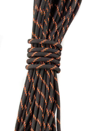 35 feet of 7 strand USA made .The paracord is black / orange and features a highly reflective silver tracer for increased low light visibility.