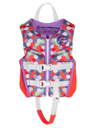 Full Throttle Child Rapid-Dry Flex-Back - Life vest. Lightweight Rapid-Dry fabric provides a four-way stretch with a soft feel that dries quickly.